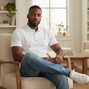 Pedro del Hierro Mens Slim Fit‎ Cotton Pique Polo Shirt White (fits like large)